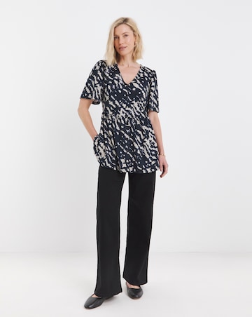 Angel Sleeve Button Front Longline Top