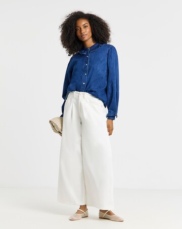 Simply Be Mid Wash Full Collar Denim Shirt