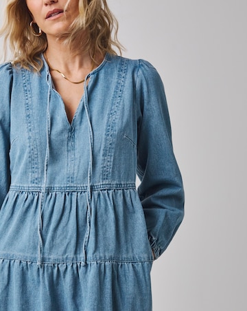 Tiered Smock Denim Dress