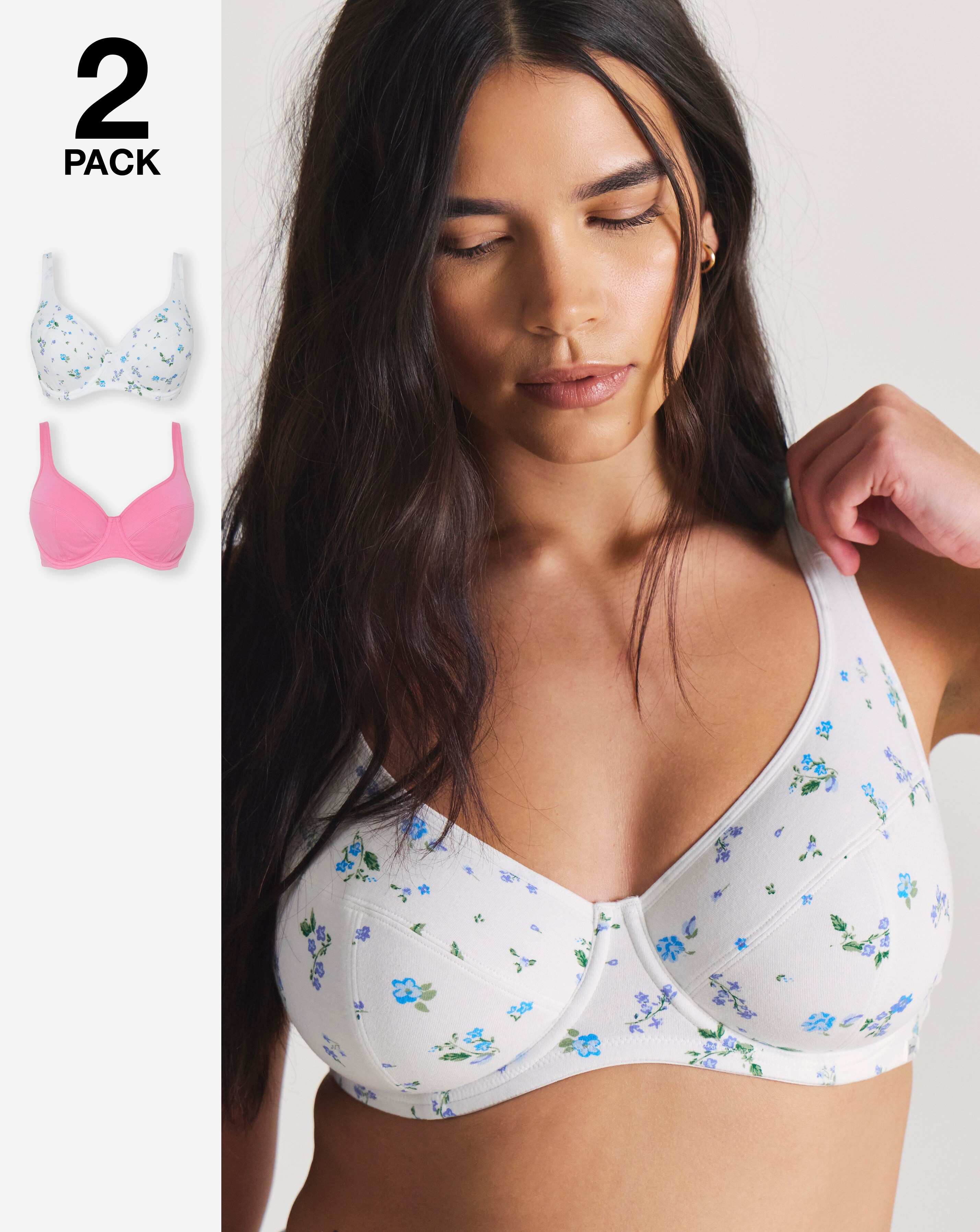Slimma (2 Pack) Cotton Full Cup Bras (B-G)