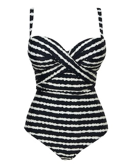Figleaves Tailor Twist Underwired Bandeau Tummy Control Swimsuit