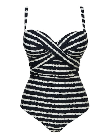 Figleaves Tailor Twist Underwired Bandeau Tummy Control Swimsuit