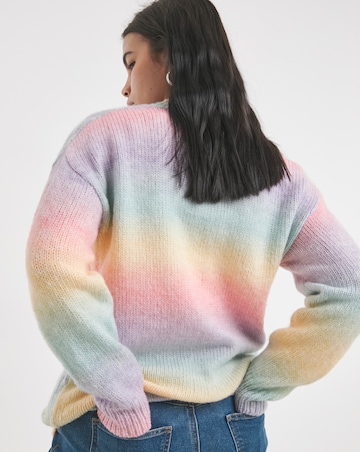 Rainbow Ombre Pointelle Boyfriend Cardigan