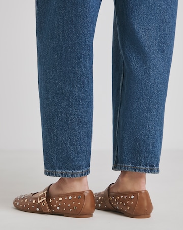 Detroit Embellished Studded Mary Jane Flat Shoes - Extra Wide Fit (EEE)