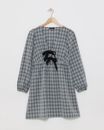 Mono Check Bow Detail Skater Dress