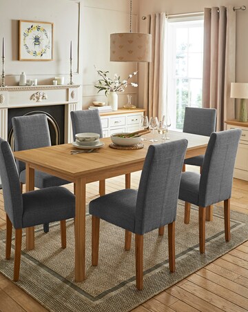 Julipa Ashford Extending 6 to 8 Seater Table with 6 Ava Fabric Chairs