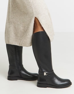 Jemimah Leather Knee High Riding Boots - Wide Fit (E) &amp; Curvy Calf
