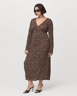 Mango Flare Sleeve Floal Midi Dress