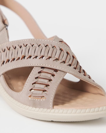 Cushion Walk Beige Woven Wedge Sandals - Wide Fit (E)