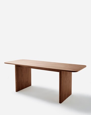 Oslo Panel End Dining Table with 6 Etta Faux Leather Chairs