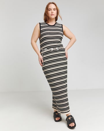 Nobody's Child Textured Knitted Striped Midi Dress