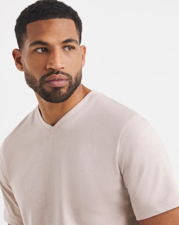 V Neck T-Shirt Long - Pink Marl