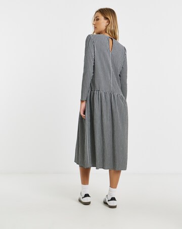 Simply Be Mono Jersey Check Drop Waist Midi Dress