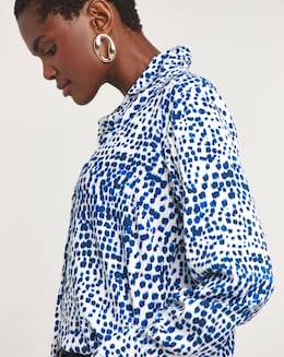 Womens Dipped Back Shirt - Blue Print