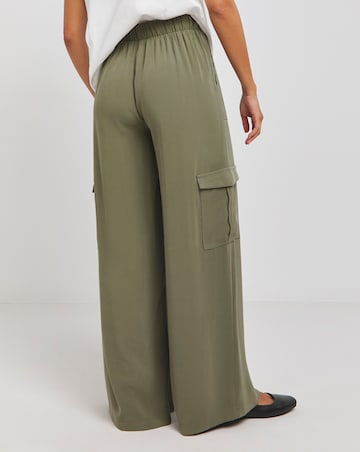 Simply Be Khaki Drawcord Waist Utility Wide Leg Trousers