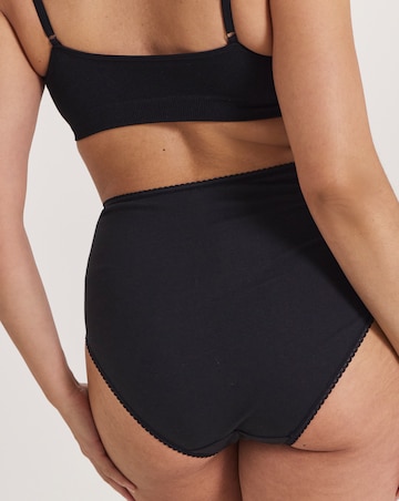 Pretty Secrets (4 Pack) Lace Top Cotton Full Fit Brief Knickers Black