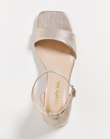 Rimona Metallic Barely There Block Heeled Sandals Wide E Fit