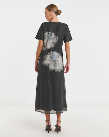 Flounce London Mesh Floral Midaxi Dress