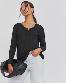 Black Supersoft Notch Detail Top