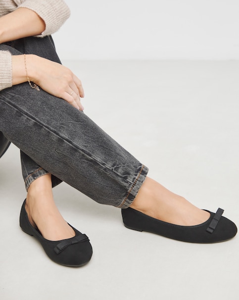 Simply Be Abundance Classic Bow Ballerina Shoes - Wide Fit (E)