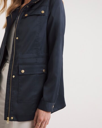 Navy Satin Utility Jacket