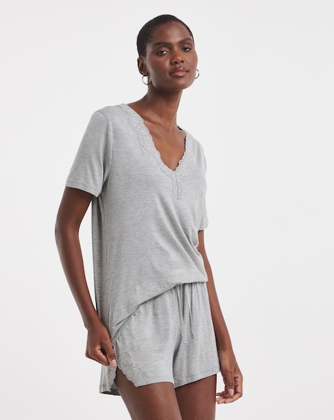 Pretty Secrets Cool Stretch Lace Pyjama Shortie Set