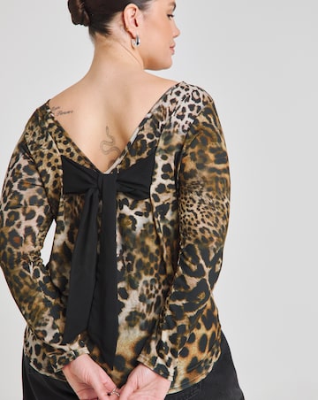 Simply Be Leopard Bow Back Top