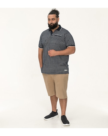 D555 Big And Tall Coventry Allover Print Polo Shirt With Jacquard Collar - Navy