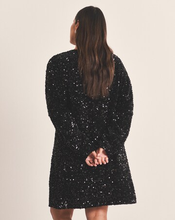 Black Velour Sequin Mini Dress