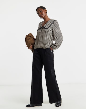 Gingham Collared Button Through Top