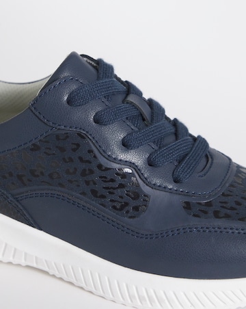 Heavenly Soles Rosetta Lace Up Patterned Leather Trainer - Extra Wide Fit (EEE)