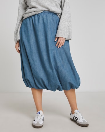 Simply Be Mid Blue Bubble Hem Denim Skirt