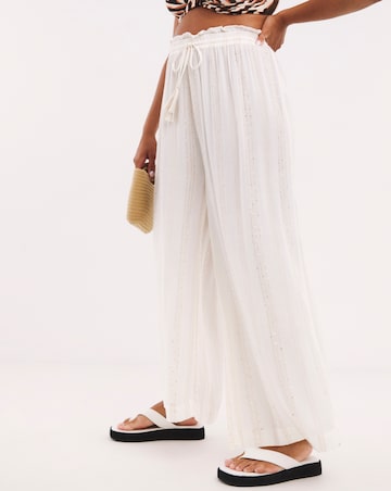 Beach to Beach Wide Leg Lurex Beach Trousers