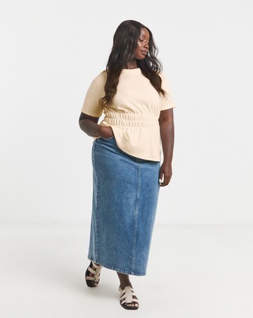 Simply Be Ecru Shirred Waist T-Shirt