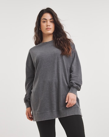 Simply Be Acid Wash Side Split Sweatshirt Tunic