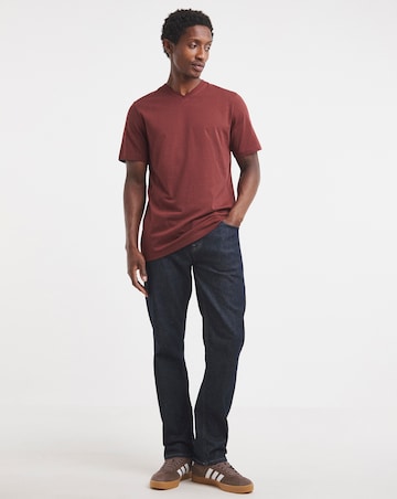 Pure Cotton V Neck T-Shirt Long Length-Port