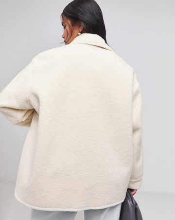 Off White Oversized Teddy Shacket