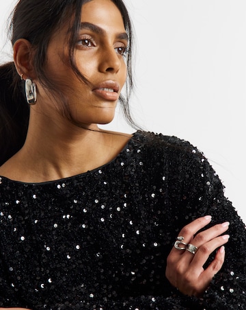 Black Velour Sequin Mini Dress