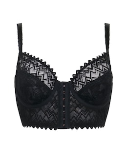 Pour Moi Mixology Longline Front Fastening Wired Bra Black