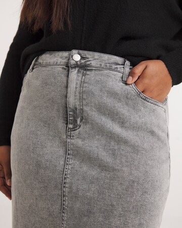 Grey Side Split Maxi Skirt