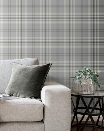 Catherine Lansfield Silver Kelso Check Wallpaper
