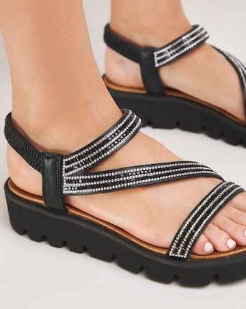 Heavenly Feet Fresco Strappy Glitter Sandals Wide Fit
