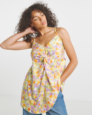 Simply Be Floral Print Twist Front Cami With Bow Back