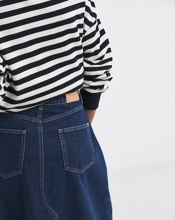 Pure Cotton Raw Edge A Line Denim Skirt