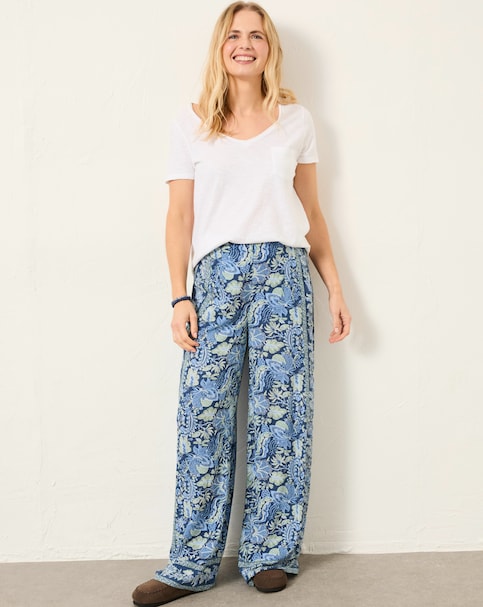 FatFace Ines Woodblock Wide Leg Trouser