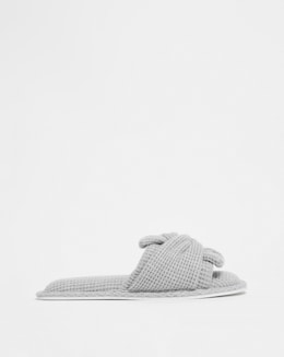 Waffle Bow Mule Slipper E Fit