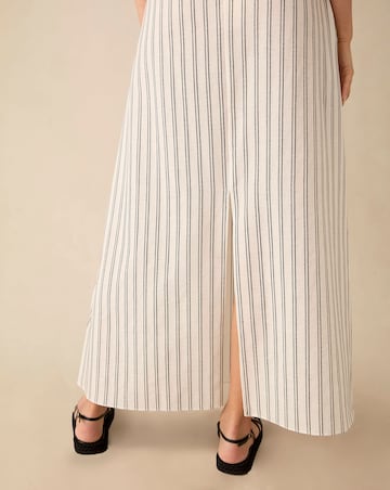 Ro&Zo Ivory Stripe Linen Skirt