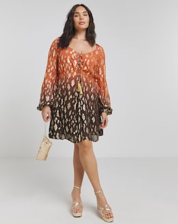 Simply Be Ombre Rainbow Foil Skater Dress