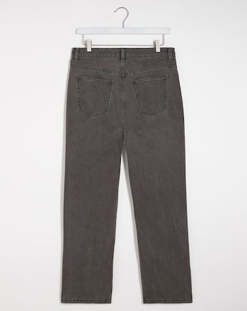 Washed Black Non Stretch High Rise 90's Split Hem Straight Leg Jeans