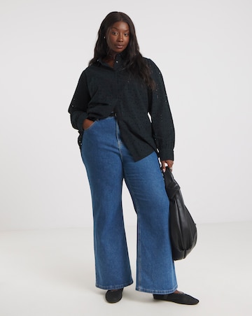 Simply Be Black Broderie Long Sleeve Shirt
